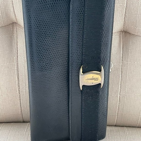 Salvatore Ferragamo Handbags - Salvatore Ferragamo Women Long Wallet Crocodile Leather Trifold Kisslock Italy